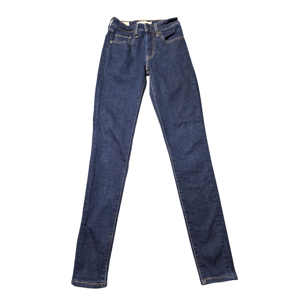 Levis Premium 721 High Rise Skinny Jeans Dark Indigo Blue Womens Size 24